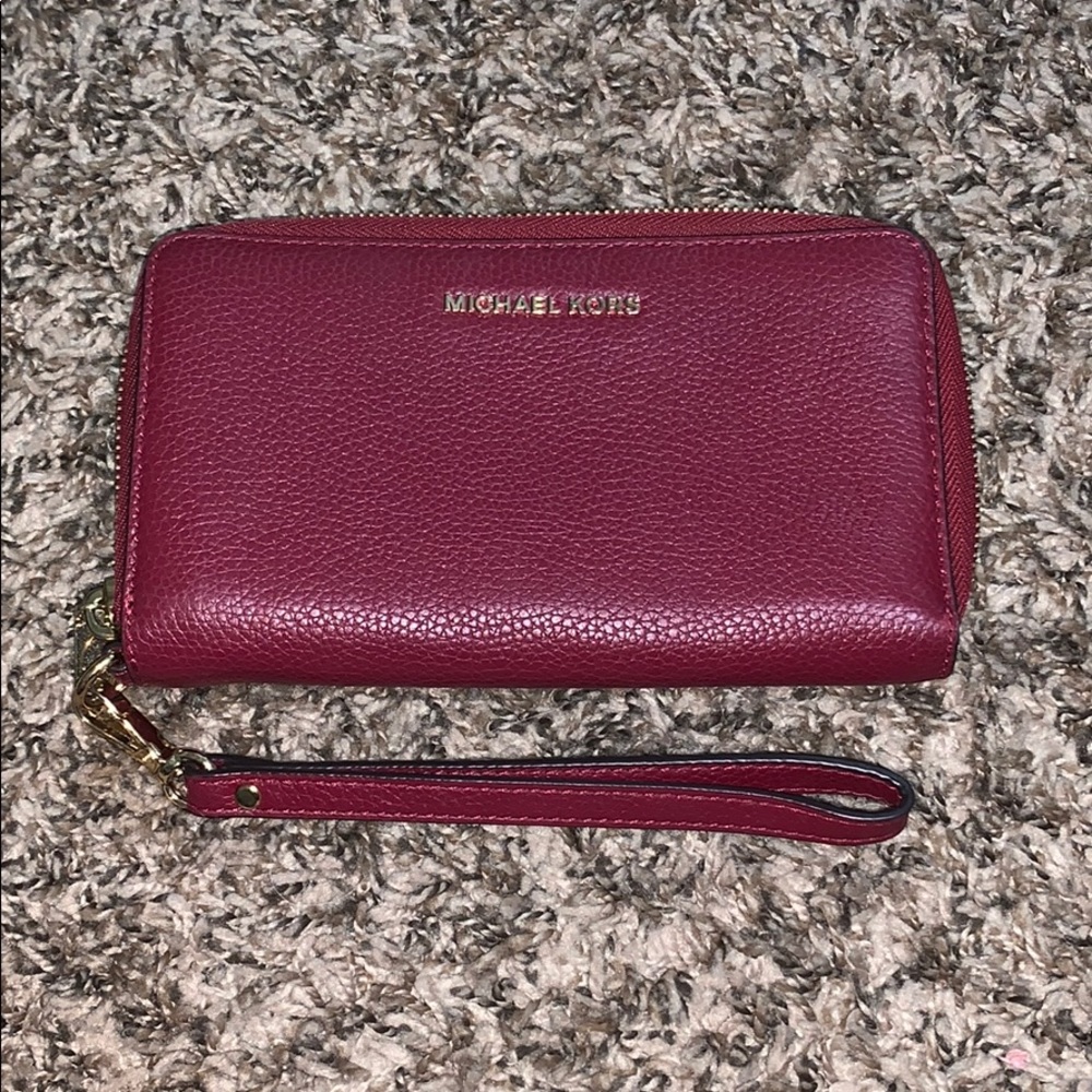 maroon michael kors wallet